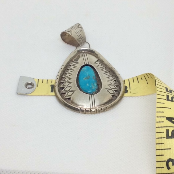 Nice turquoise pendant sterling tt signed - Picture 4 of 6
